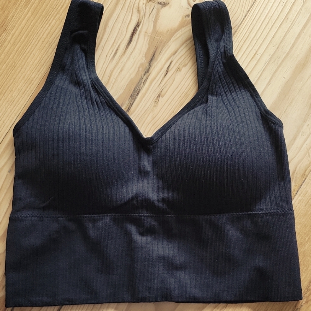 Women's Black Ribbed Bralette